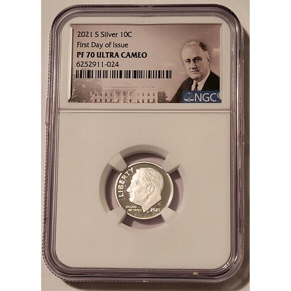 2021 S Silver Roosevelt Dime Proof PF70 UC NGC FDI Portrait Label - Picture 1 of 2